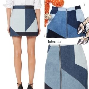 NEW Intermix Luxury Brand Blue Denim Front Zippered Skirt Sz 4